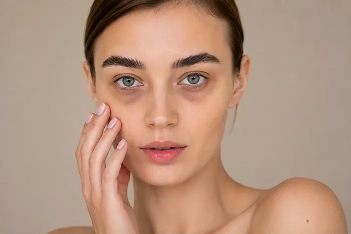 Paciente con ojeras oscuras o pigmentadas en el contorno de los ojos