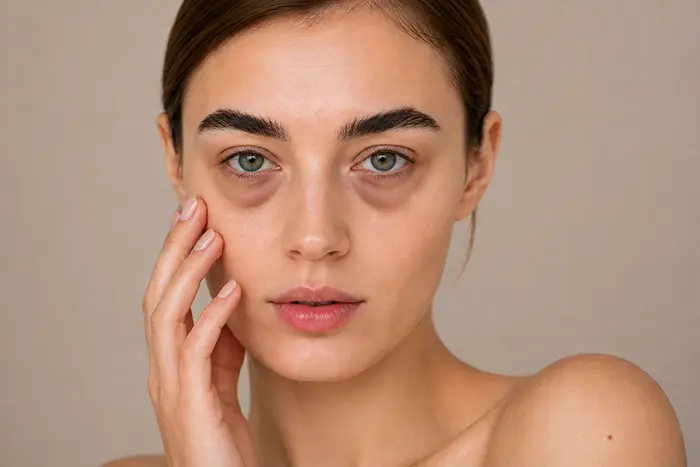 Paciente con ojeras mixtas que combinan hundimiento, pigmentación y bolsas